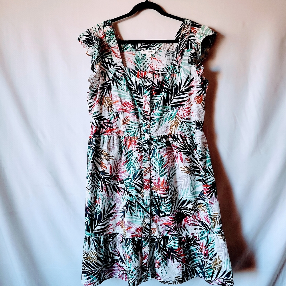 Button Front Tropical Floral Dress Size XL